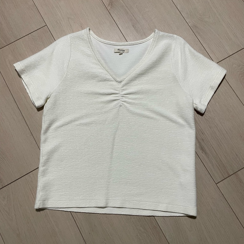 Madewell Cream Textured Short Sleeve top